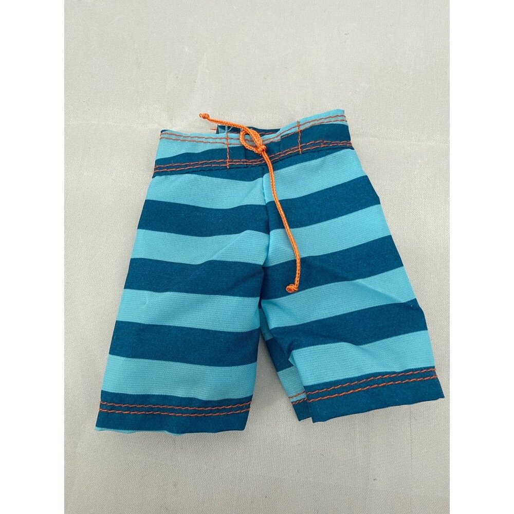 VTG Ken Doll Striped Board Shorts Aqua Blue Orange Y2K Beach Skater Aesthetics